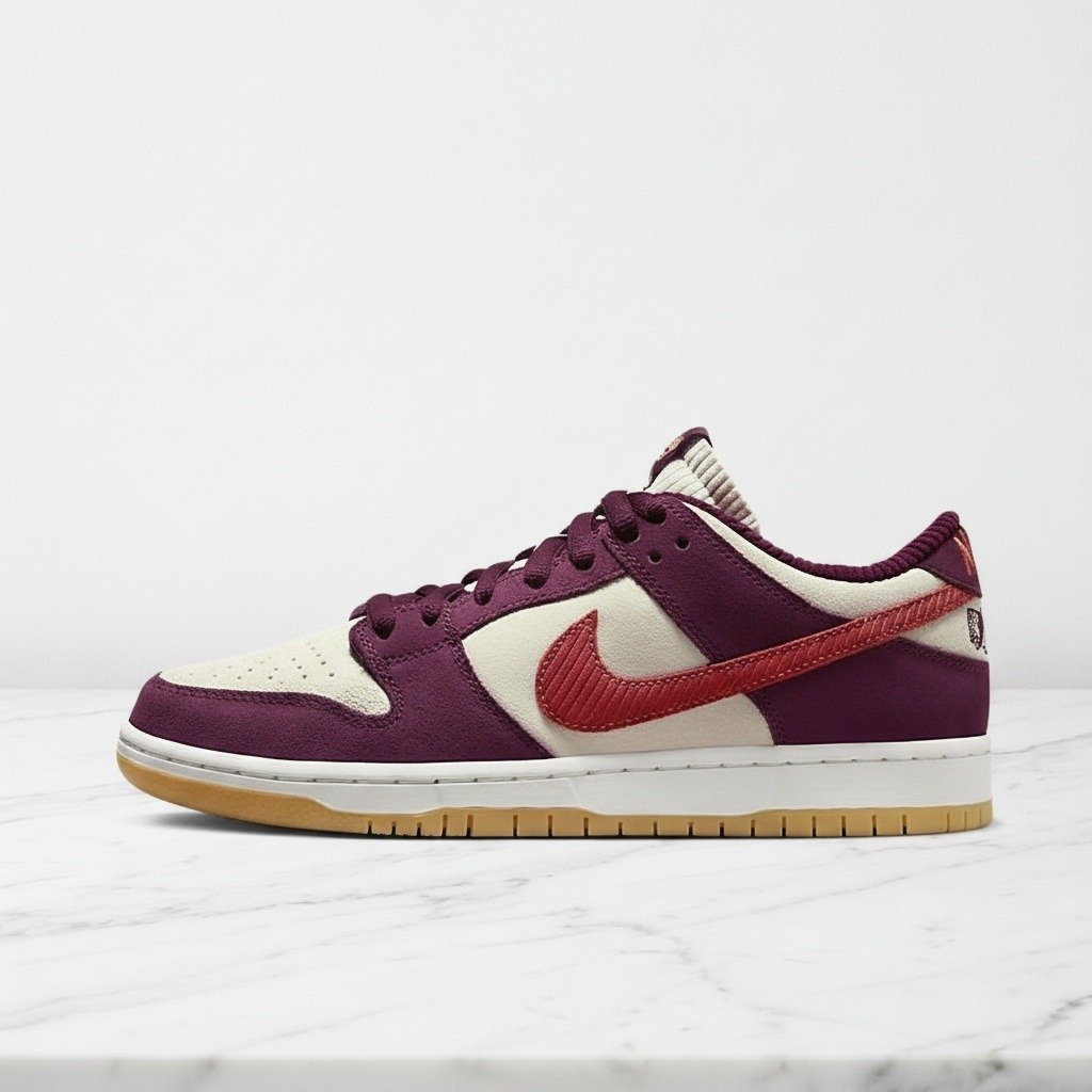 Buty sneakersy na co dzień, Nike SB Dunk Low Skate Like A Girl, wygodne unisex, bordowo-beżowe DX4589-600