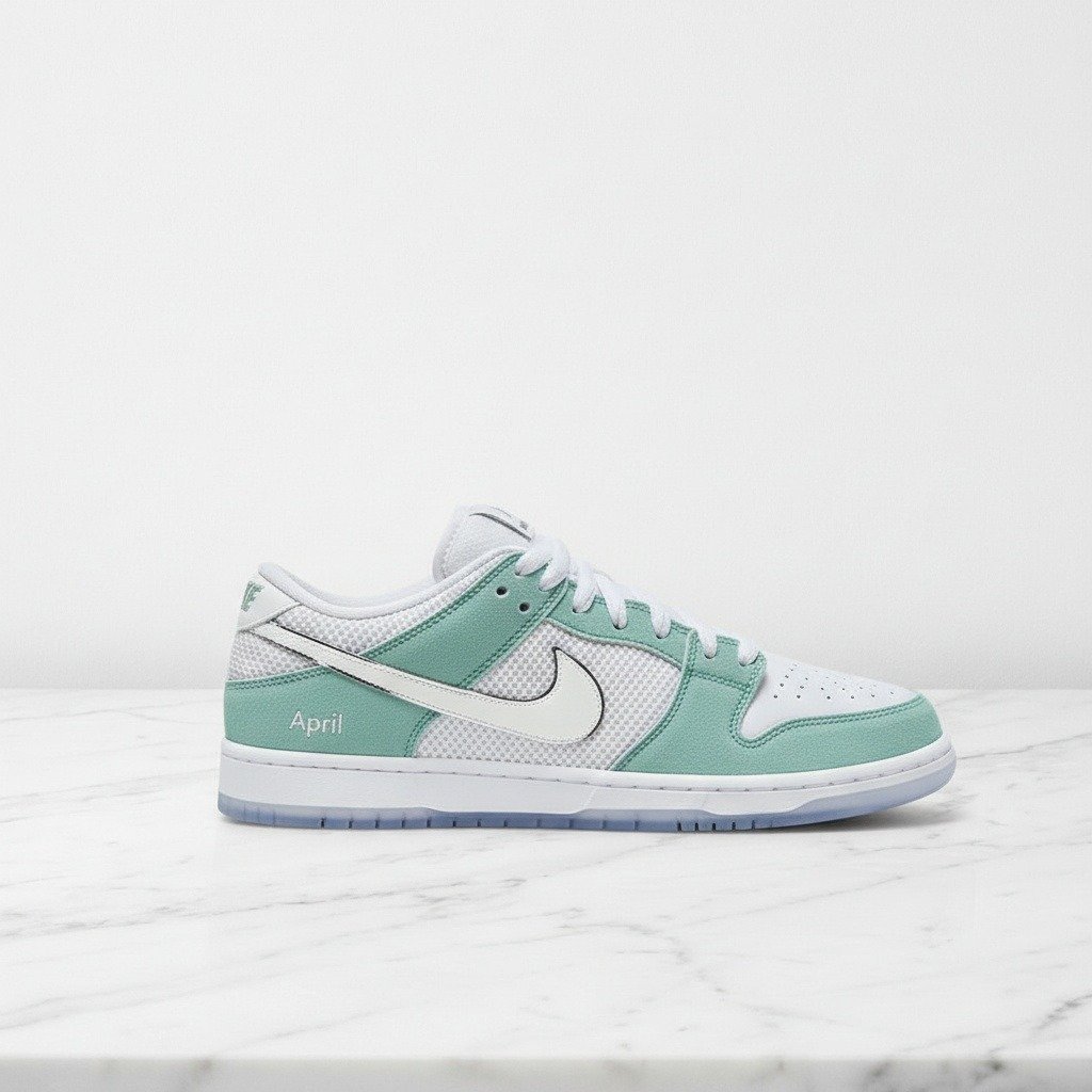 Buty Nike SB Dunk Low Pro QS April Skateboards na co dzień, turkusowo-białe, wygodne, unisex FD2562-400