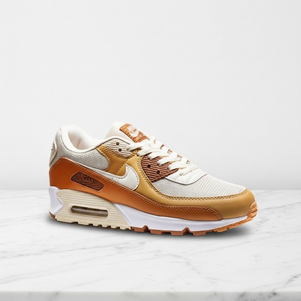 Buty Nike Air Max 90 Caramel na co dzień, unisex, beżowo piaskowe, skóra i tkanina, wygodne na cały dzień, CZ3950-101