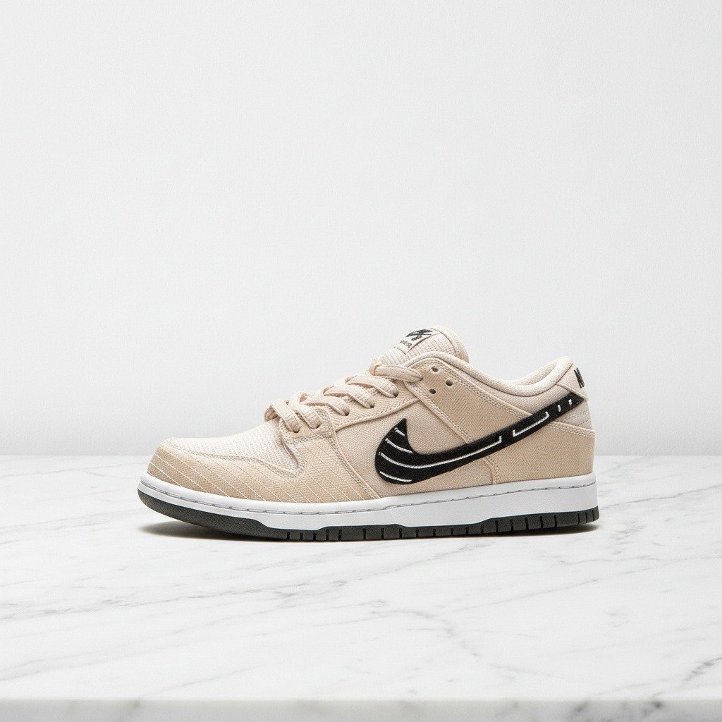 Buty Nike SB Dunk Low Albino Preto Jiu Jitsu na co dzień, wygodna piankowa podeszwa, unisex, beżowo-czarne sneakersy, FD2627-200