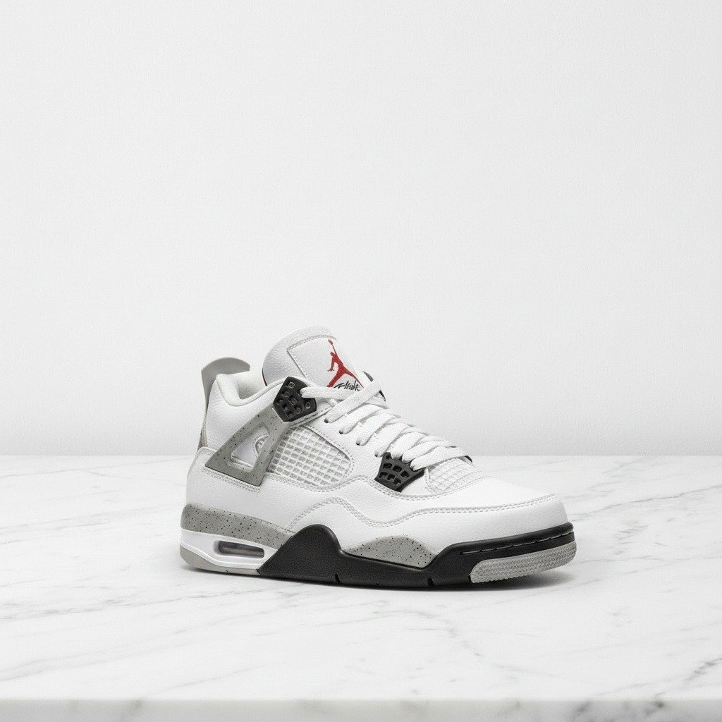 Buty Air Jordan 4 White Cement, unisex, na co dzień, skóra, biało-szare z czerwonym akcentem 308497-103