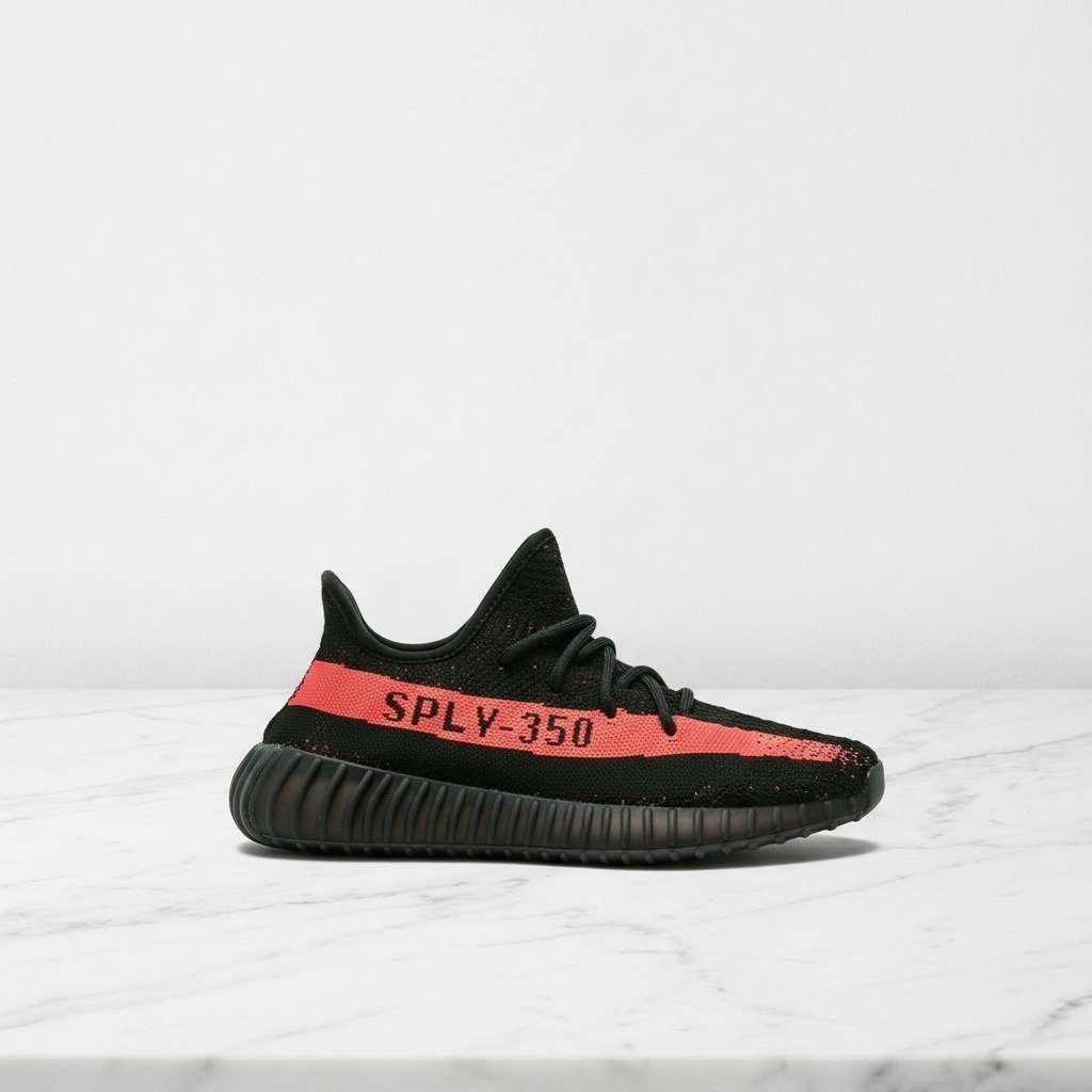 Buty Adidas Yeezy Boost 350 V2 Cored Red Black, wygodne sneakersy unisex na co dzień, czarno-czerwone, dzianina Primeknit, BY9612