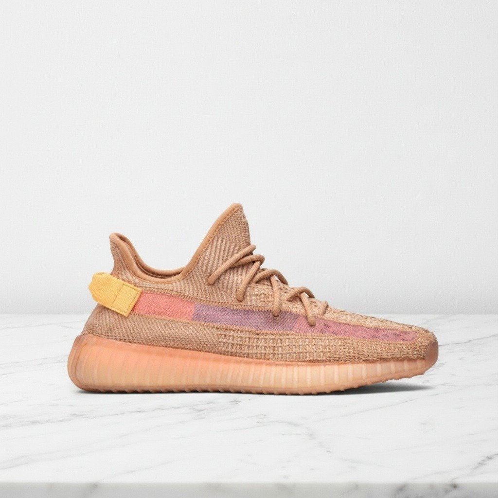 Buty Adidas Yeezy Boost 350 V2 Clay na co dzień, unisex, wygodna dzianina Primeknit, amortyzacja Boost, kolor beżowo-pomarańczowy EG7490