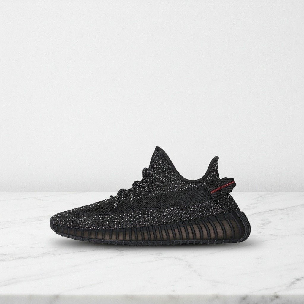 Yeezy Boost 350 V2 Black Static od Adidas, wygodne sneakersy unisex na co dzień, odblaskowa cholewka, czarno szare FU9007