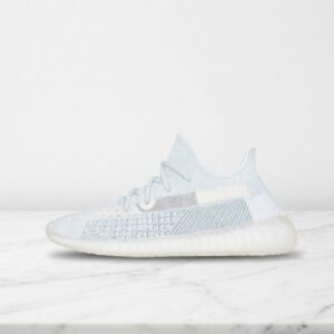 Buty Adidas Yeezy Boost 350 V2 Cloud White Non-Reflective, wygodne sneakersy unisex na co dzień, biało błękitne FW3043