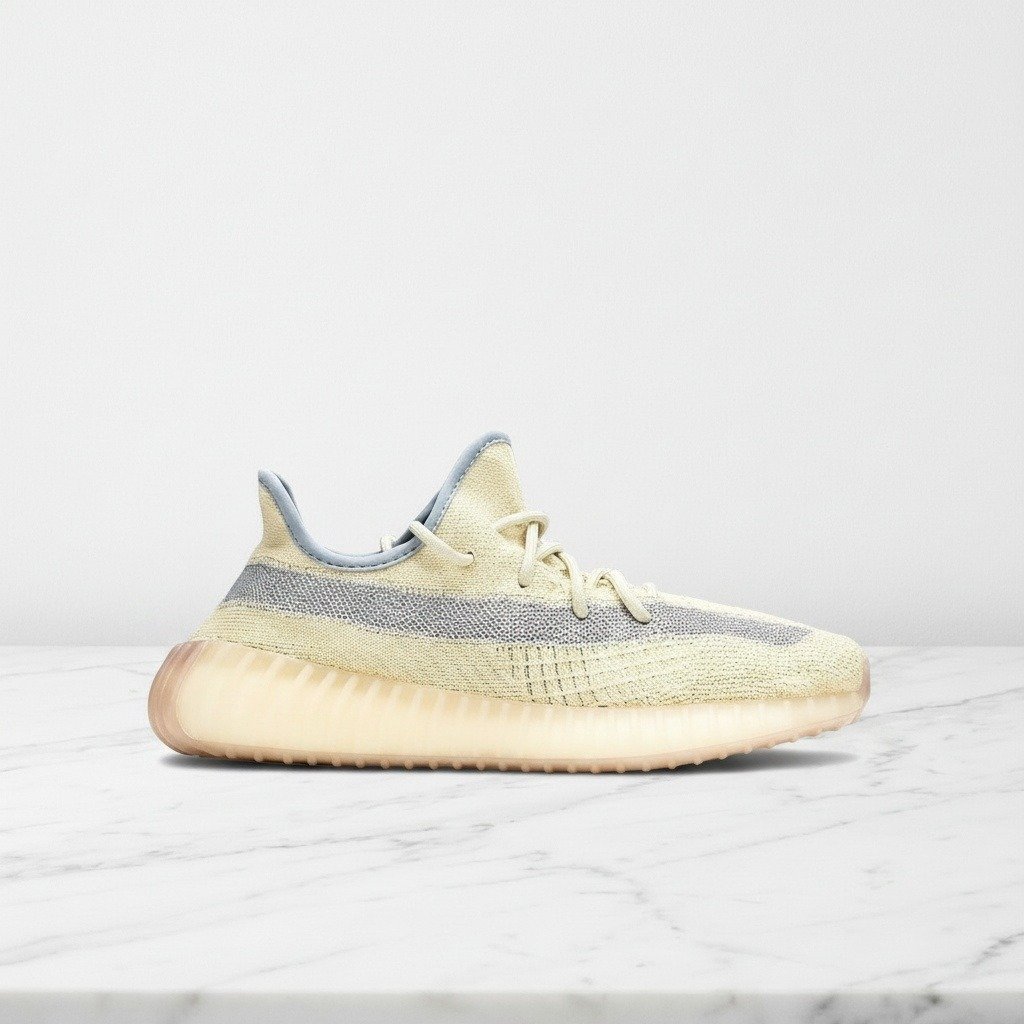 Buty na co dzień Adidas Yeezy Boost 350 V2 Linen, wygodne sneakersy unisex, miękka dzianina, beżowo szare FY5158