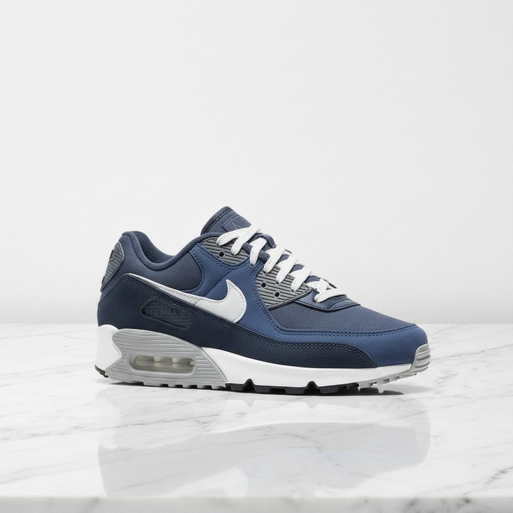 Nike Air Max 90 PRM Obsidian na co dzień, wygodne sneakersy unisex, granatowo-szare, zamsz i tkanina, DA1641-400