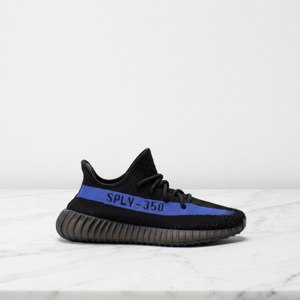 Buty Adidas Yeezy Boost 350 V2 Dazzling Blue, wygodne sneakersy unisex na co dzień, czarno-niebieskie, lekka podeszwa Boost GY7164