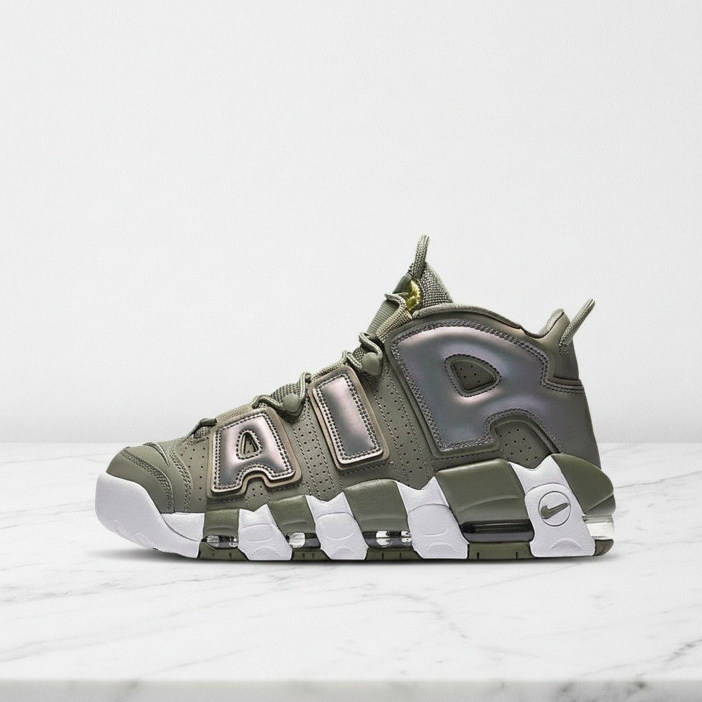 Nike Air More Uptempo Dark Stucco na co dzień, wygodne sneakersy unisex, khaki z bielą, 917593-001
