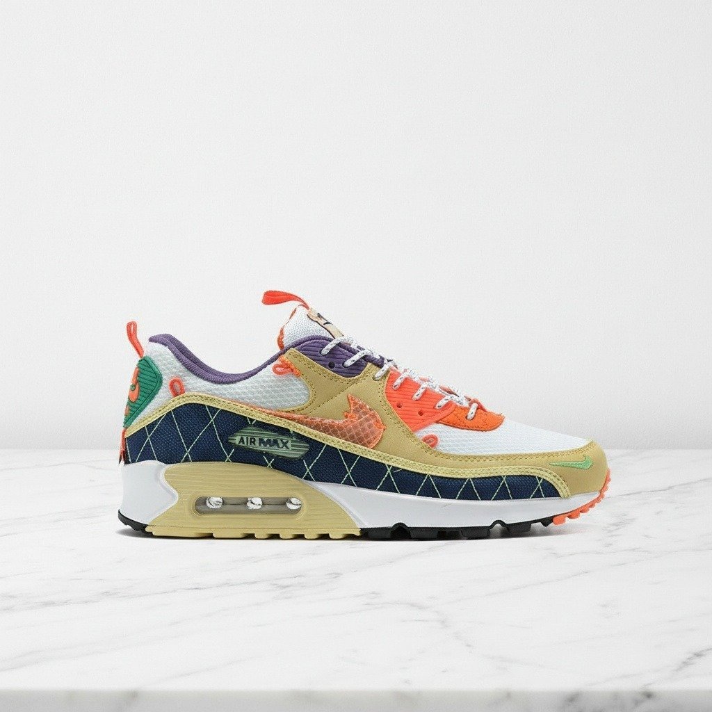 Buty Nike Air Max 90 Trail Team Gold dla niego, wygodne na co dzień, złota siatka i zamsz, CZ9078-784