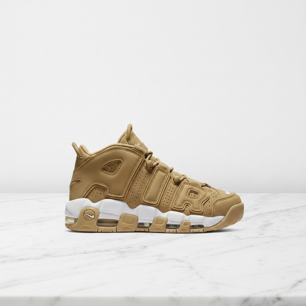 Nike Air More Uptempo 96 Premium, beżowo białe buty na co dzień, skóra naturalna, unisex AA4060-200
