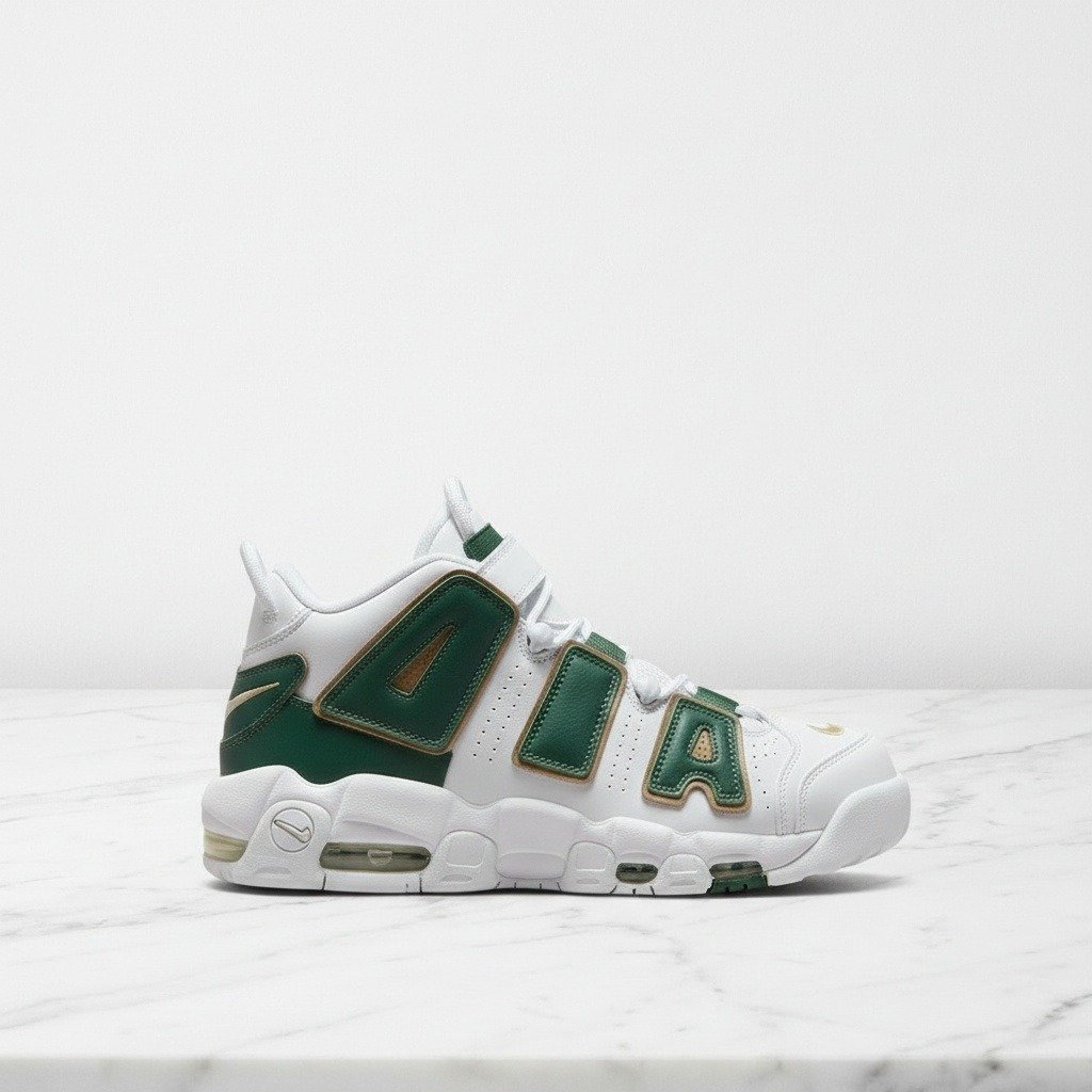 Nike Air More Uptempo Atlanta na co dzień, wygodne sneakersy unisex, biało-zielone, AJ3139-100