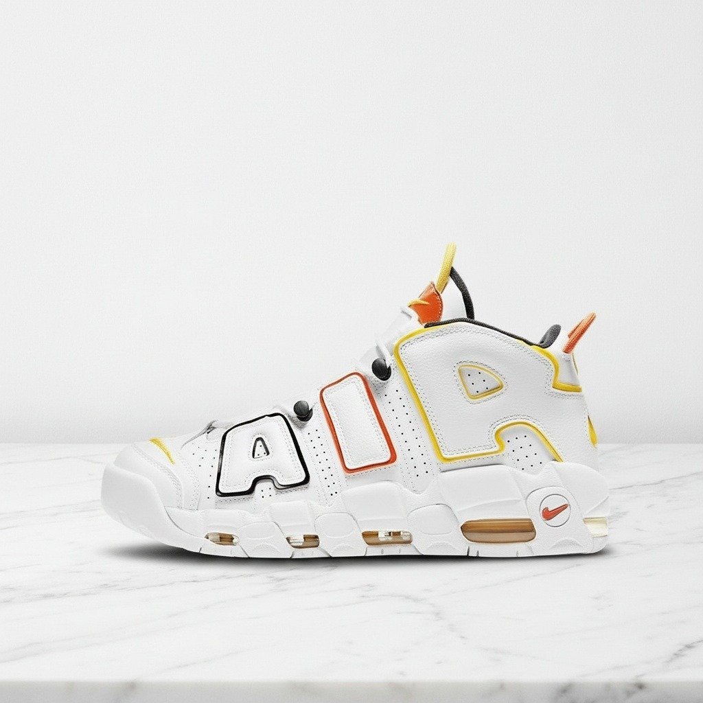 Buty Nike Air More Uptempo Roswell Raygun na co dzień, unisex, biało żółte, wygodna poduszka Air DD9223-100