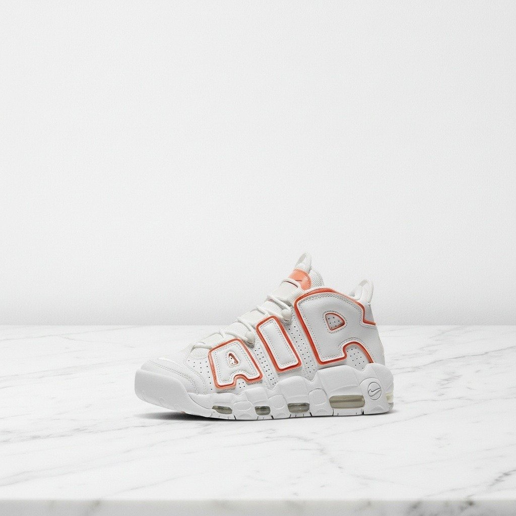 Buty Nike Air More Uptempo Sunset na co dzień, damskie, wygodna amortyzacja Air, biel z pomarańczem DH4968-100
