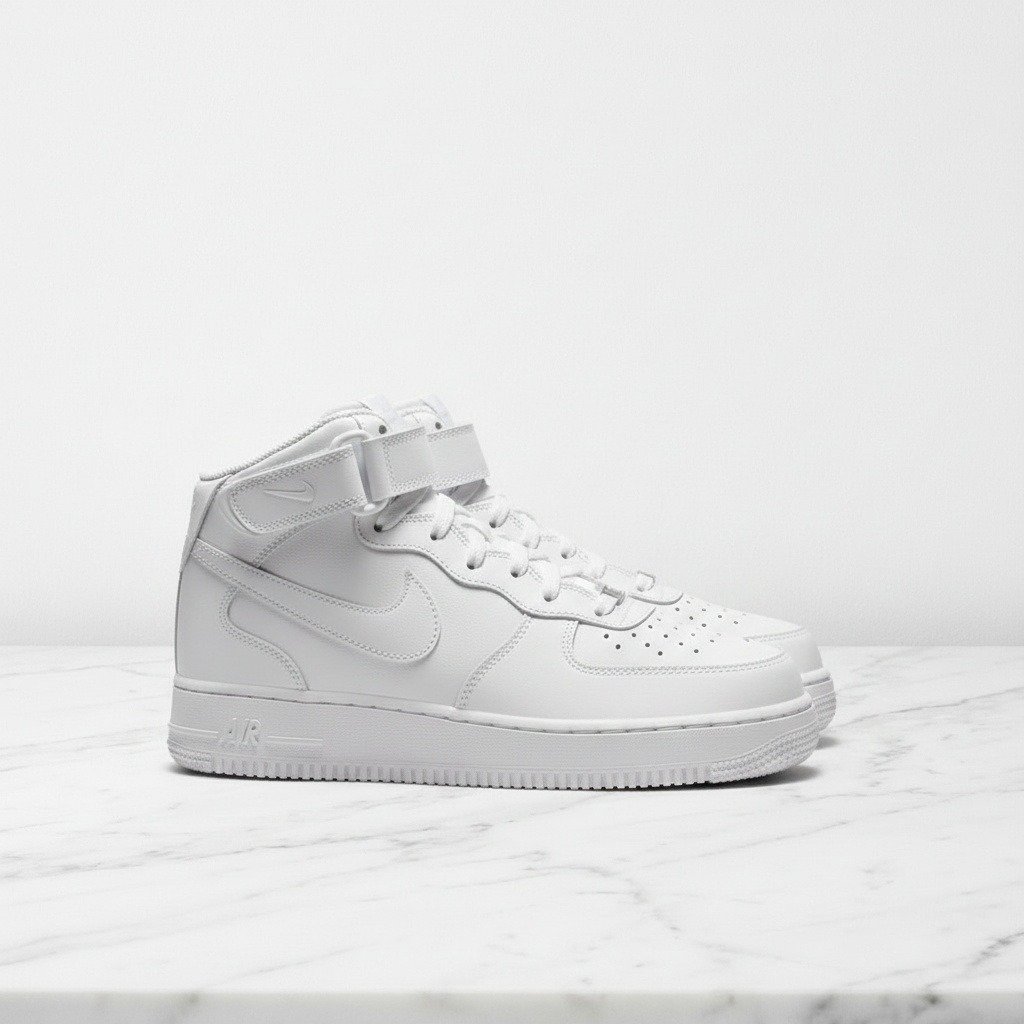 Białe skórzane sneakersy Nike Air Force 1 Mid 07, wygodne na co dzień, unisex 315123-111