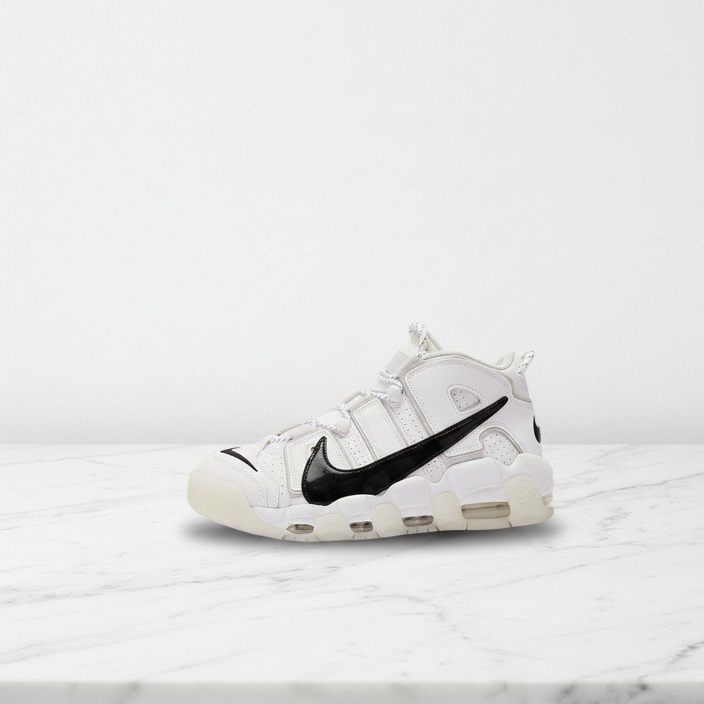 Buty Nike Air More Uptempo 96 dla Ciebie na co dzień, biało-czarne, wygodna amortyzacja Air-Sole, unisex, DQ5014-100