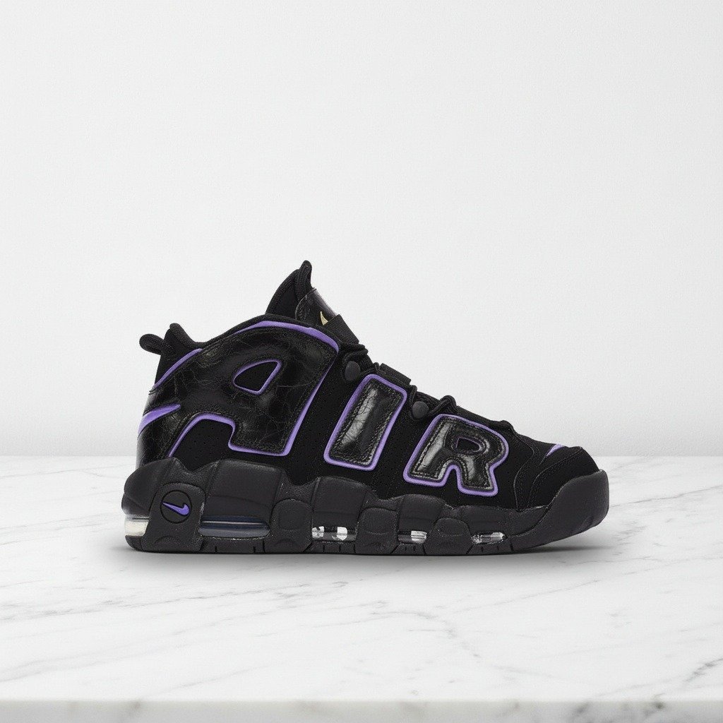 Nike Air More Uptempo 96 na co dzień, wygodne sneakersy unisex w kolorze czarno fioletowym, Black Action Grape, DV1879-001