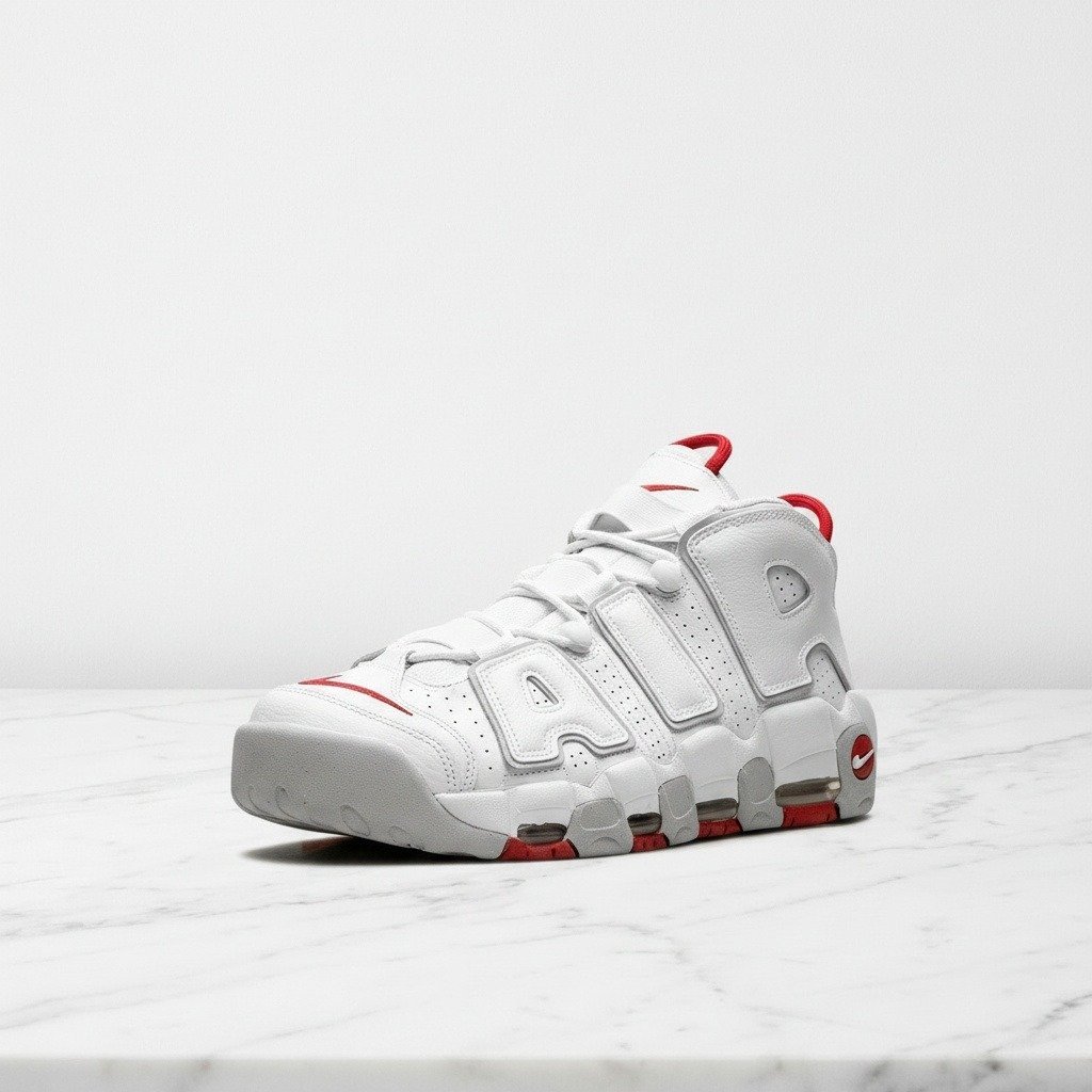 Buty Nike Air More Uptempo White Varsity Red na co dzień, męskie, wygodna amortyzacja Air, biało czerwone, DX8965-100