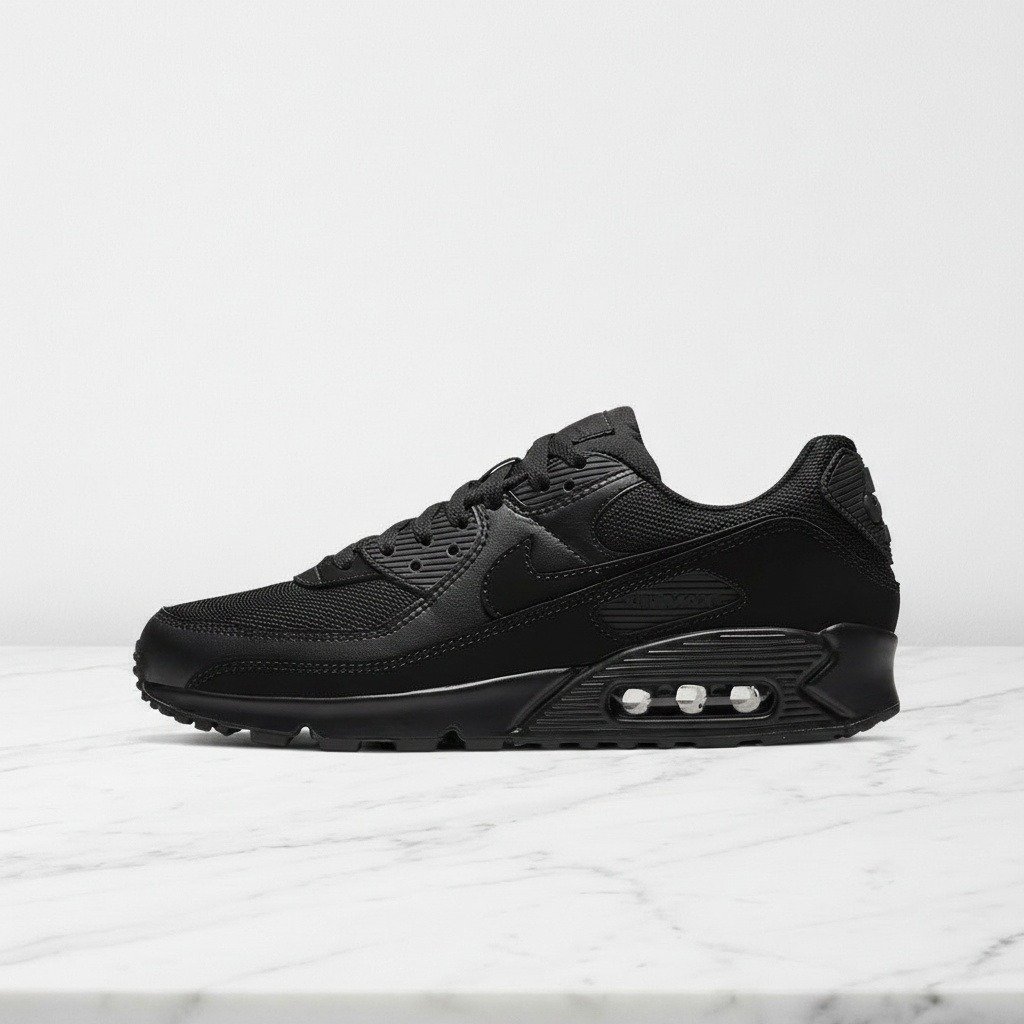 Buty sportowe Nike Air Max 90 LTR dla niej i dla niego, czarne, wygodne na cały dzień, skóra i tkanina, do codziennych stylizacji, DH8010-001