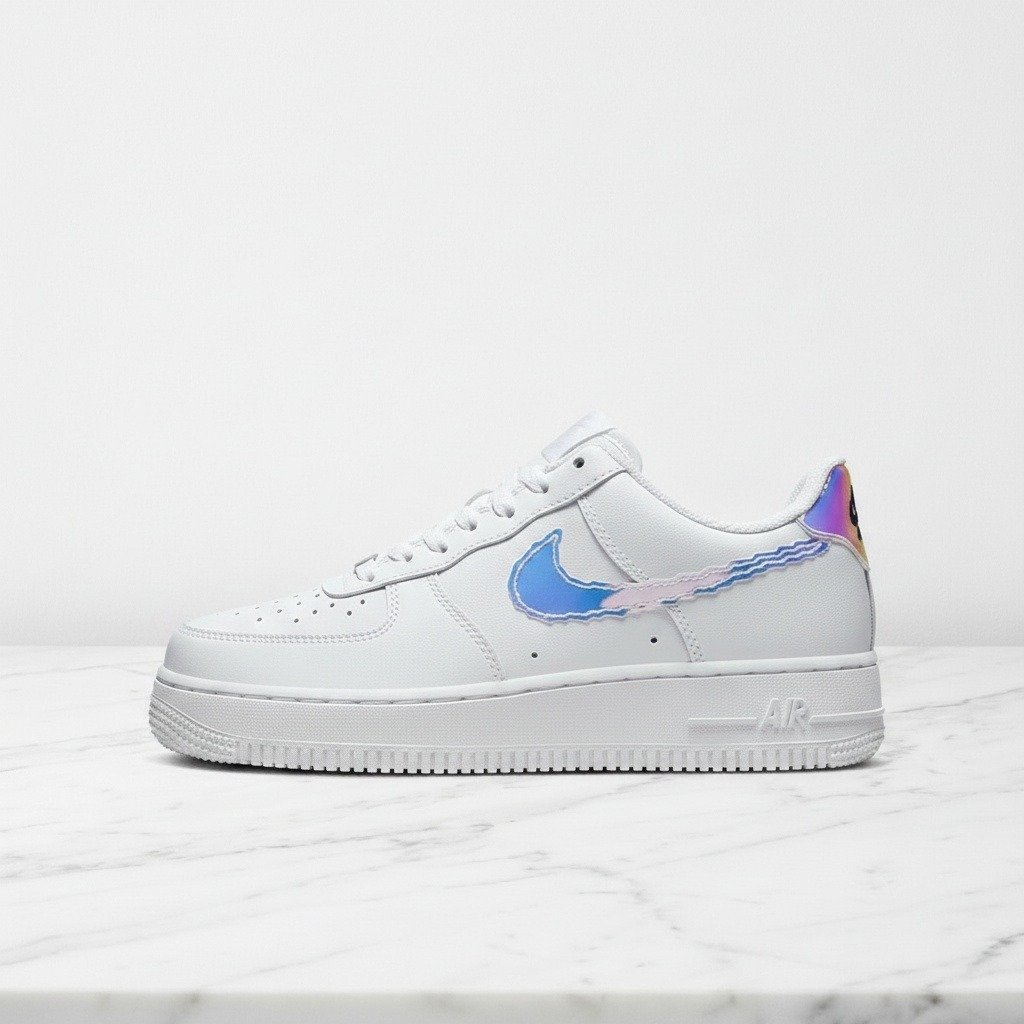 Buty Nike Air Force 1 07 Low LV8 na co dzień, biało wielokolorowe, wygodne sneakersy unisex ze skóry CV1699-100