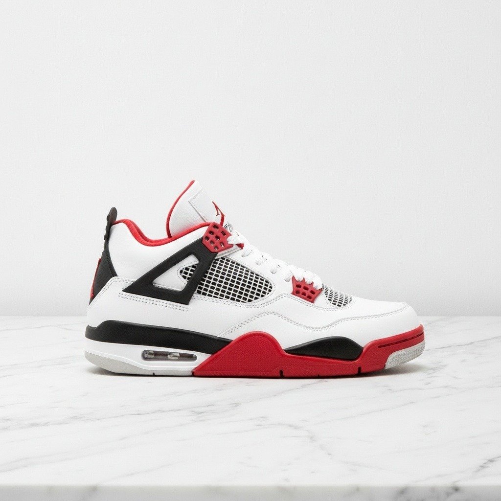 Buty Air Jordan 4 Fire Red na co dzień, biało-czerwone sneakersy skórzane, wygodne unisex, 308497-110