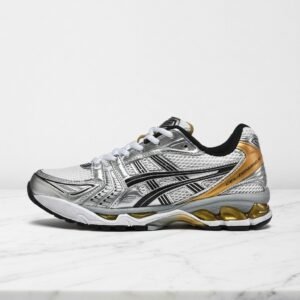 ASICS Gel-Kayano 14 White Pure Gold, wygodne sneakersy unisex na co dzień, biel ze złotem 1201A019-102