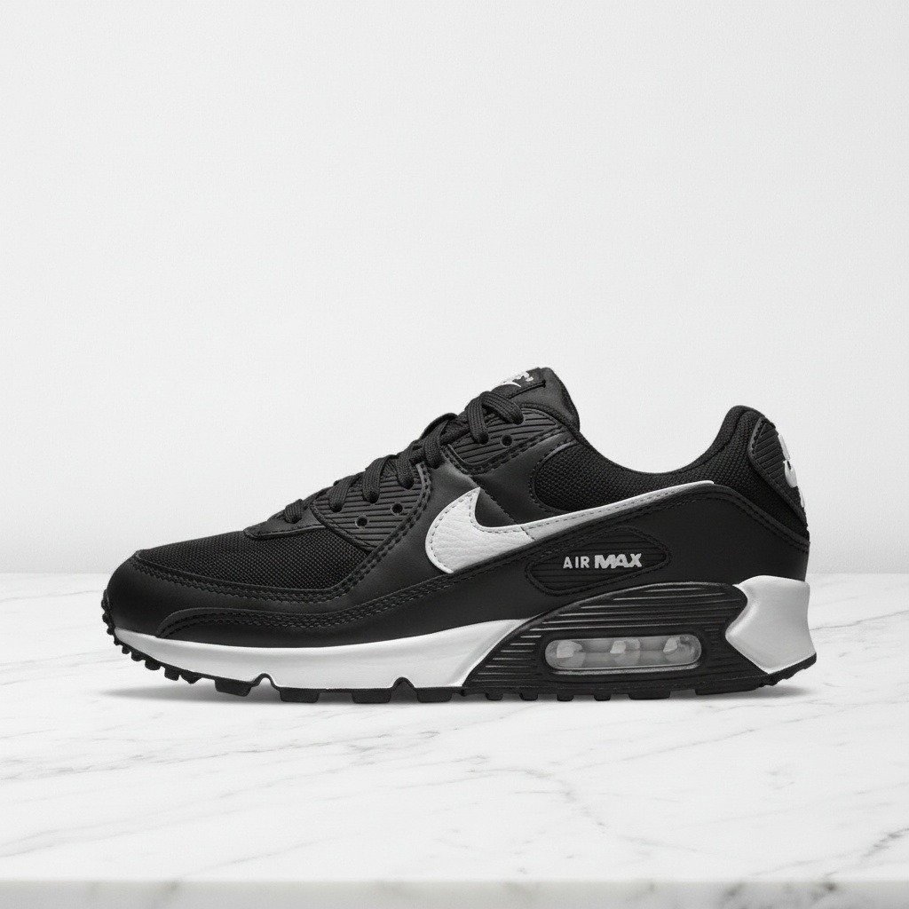 Buty Nike Air Max 90 na co dzień, unisex, czarne z białymi akcentami, wygodna amortyzacja Max Air, DH8010-002