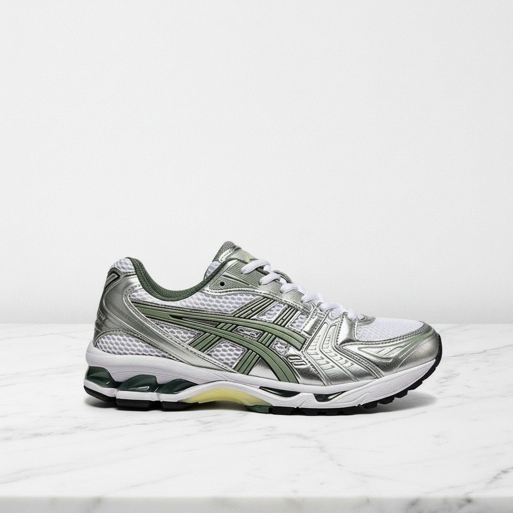 Buty sportowe na co dzień, ASICS GEL-Kayano 14 złoto biały, wygodne męskie sneakersy, 1201A019-107