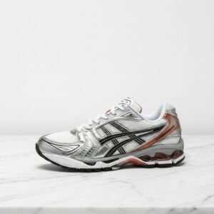 Buty sportowe ASICS Gel-Kayano 14 biało-pomarańczowe, unisex, wygodne na co dzień, tekstyl i syntetyk 1201A019-109