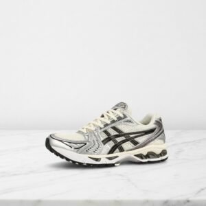 Buty ASICS GEL-Kayano 14 Cream Black na co dzień, wygodne sneakersy unisex, srebrno-kremowe, miękka amortyzacja GEL, 1201A019-108