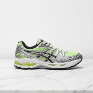 Buty do biegania ASICS GEL-Kayano 14 dla Ciebie, zielono-srebrne, siatka i syntetyk, wygodne na co dzień 1201A019-751