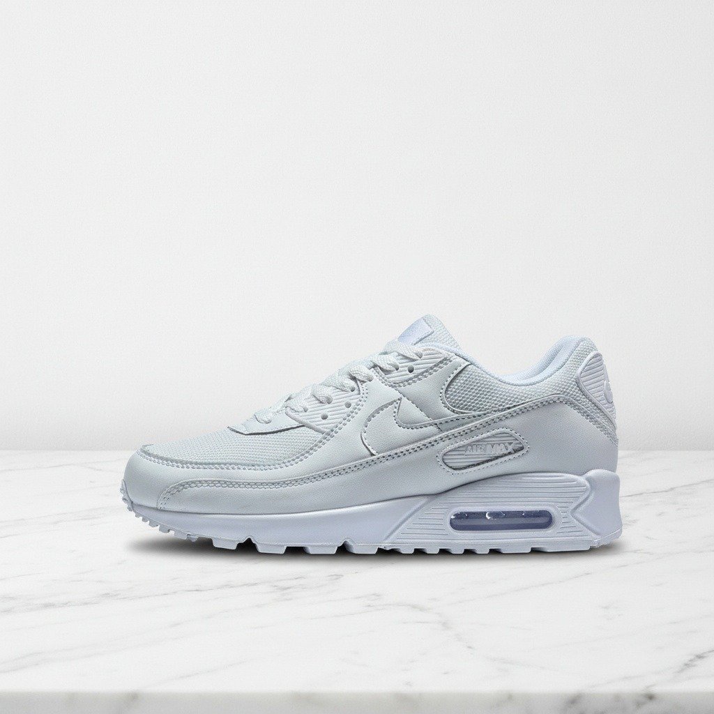 Buty Nike Air Max 90 w kolorze Triple White, wygodne sneakersy unisex na co dzień, miękka amortyzacja Max Air, biel pasująca do wszystkiego DH8010-100