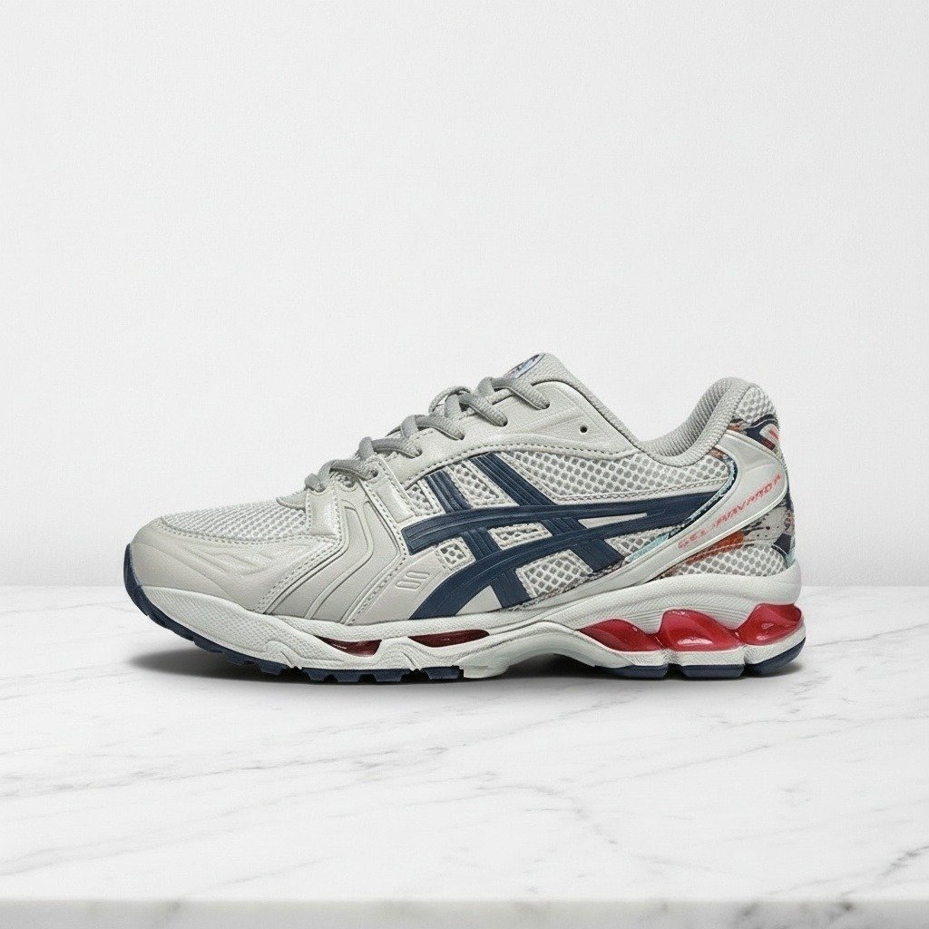 Buty sportowe na co dzień, ASICS Gel-Kayano 14 Glacier Grey Thunder Blue, unisex, wygodne sneakersy szaro-niebieskie 1201A395-960