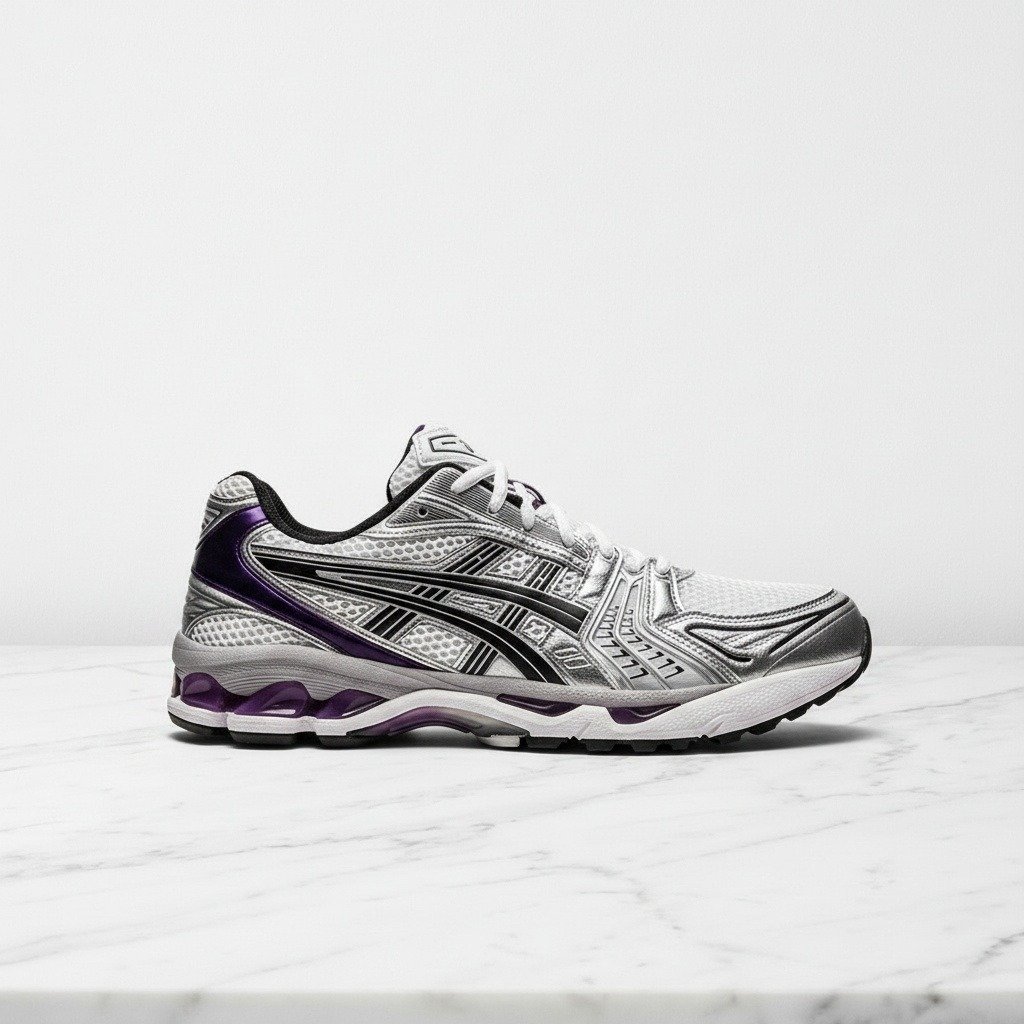 Buty sportowe ASICS GEL-Kayano 14 White Dark Grape, unisex, wygodne na co dzień, tekstylna cholewka 1202A056-111