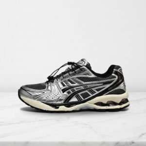 Buty ASICS GEL-Kayano 14 Carrier Grey na co dzień, wygodne sneakersy unisex, srebrno-czarne, siatka i guma 1203A549-020