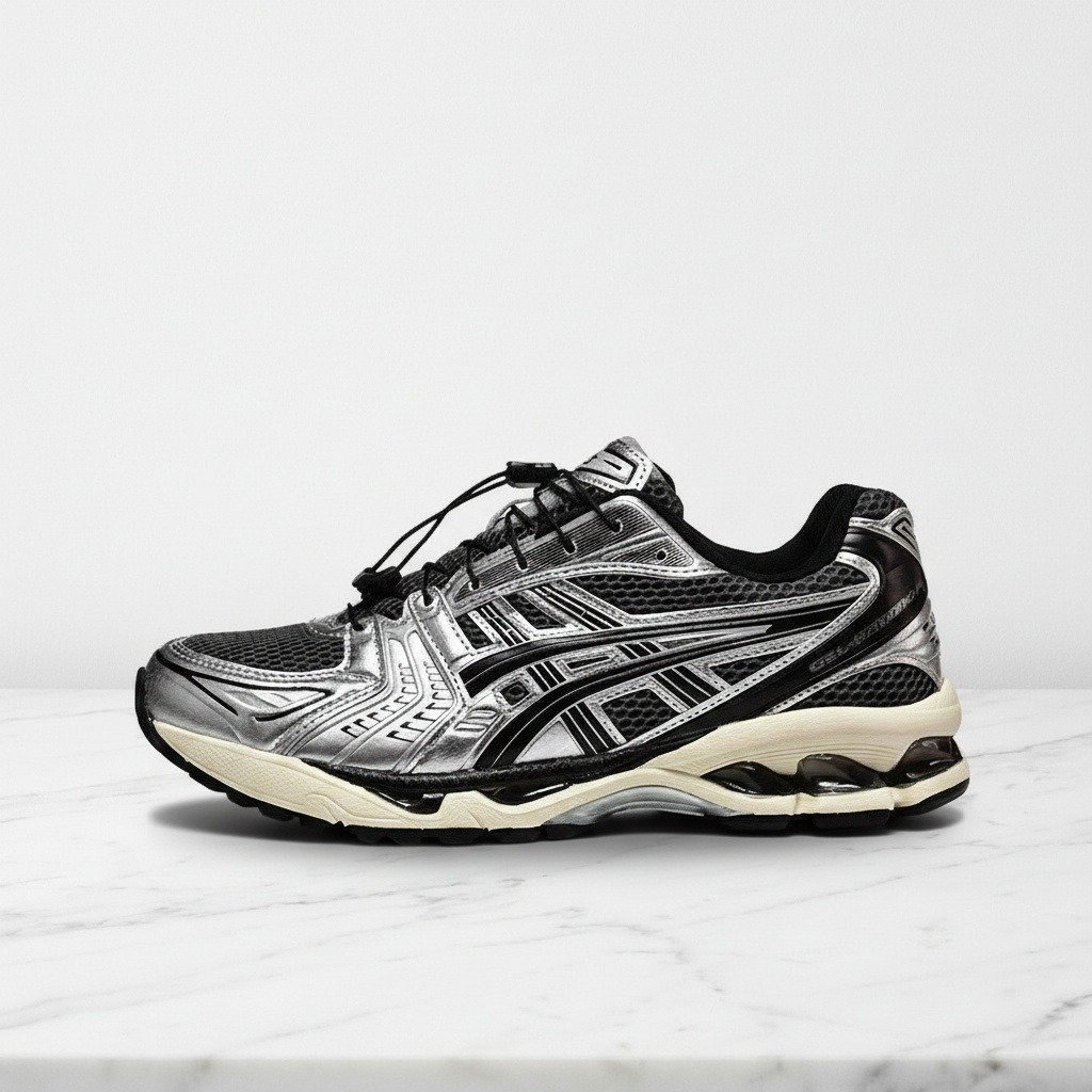 Buty ASICS GEL-Kayano 14 Carrier Grey na co dzień, wygodne sneakersy unisex, srebrno-czarne, siatka i guma 1203A549-020