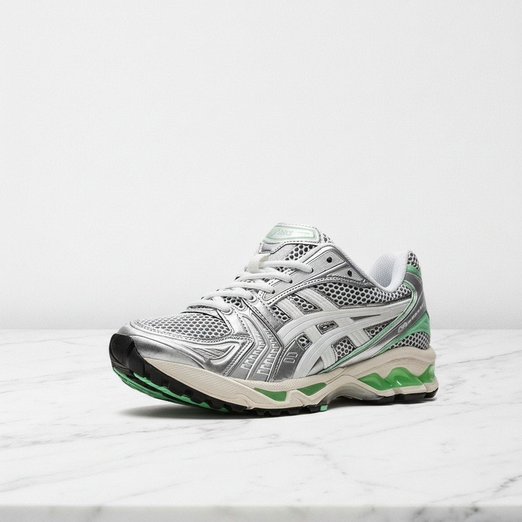 Buty męskie ASICS Gel-Kayano 14 White Menthol na co dzień, wygodne sneakersy srebrno miętowe, 1203A740-102