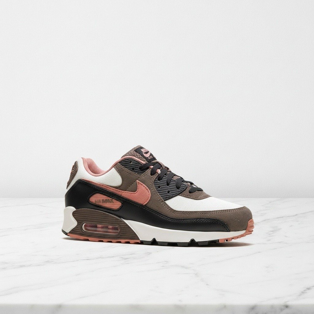 Buty Nike Air Max 90 Ironstone Red Stardust na co dzień, unisex, wygodna poduszka Max Air, brązowo koralowe, zamsz i siatka, DM0029-105