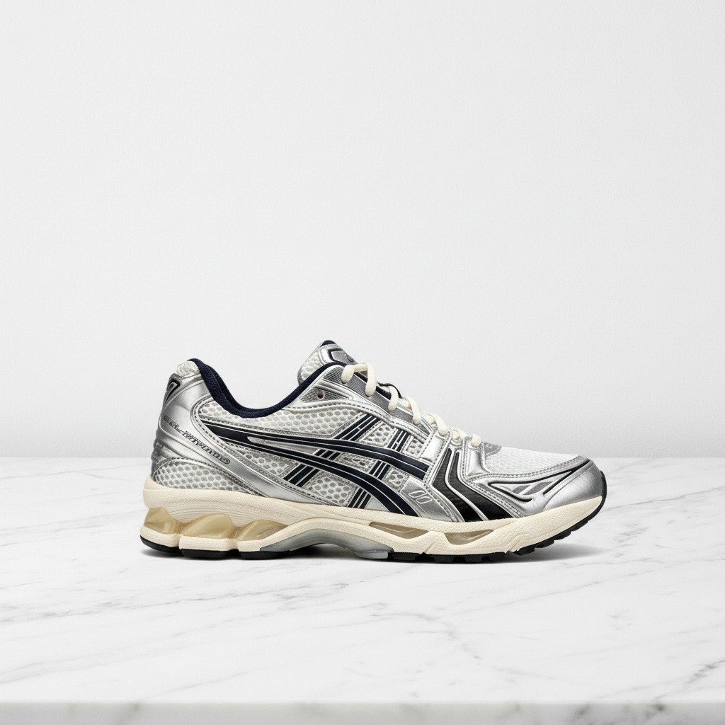 Buty ASICS GEL-Kayano 14 w kolorze Cream Black Metallic Silver, wygodne sneakersy unisex na co dzień, eko skóra i siatka, czarne, 1203A961-100