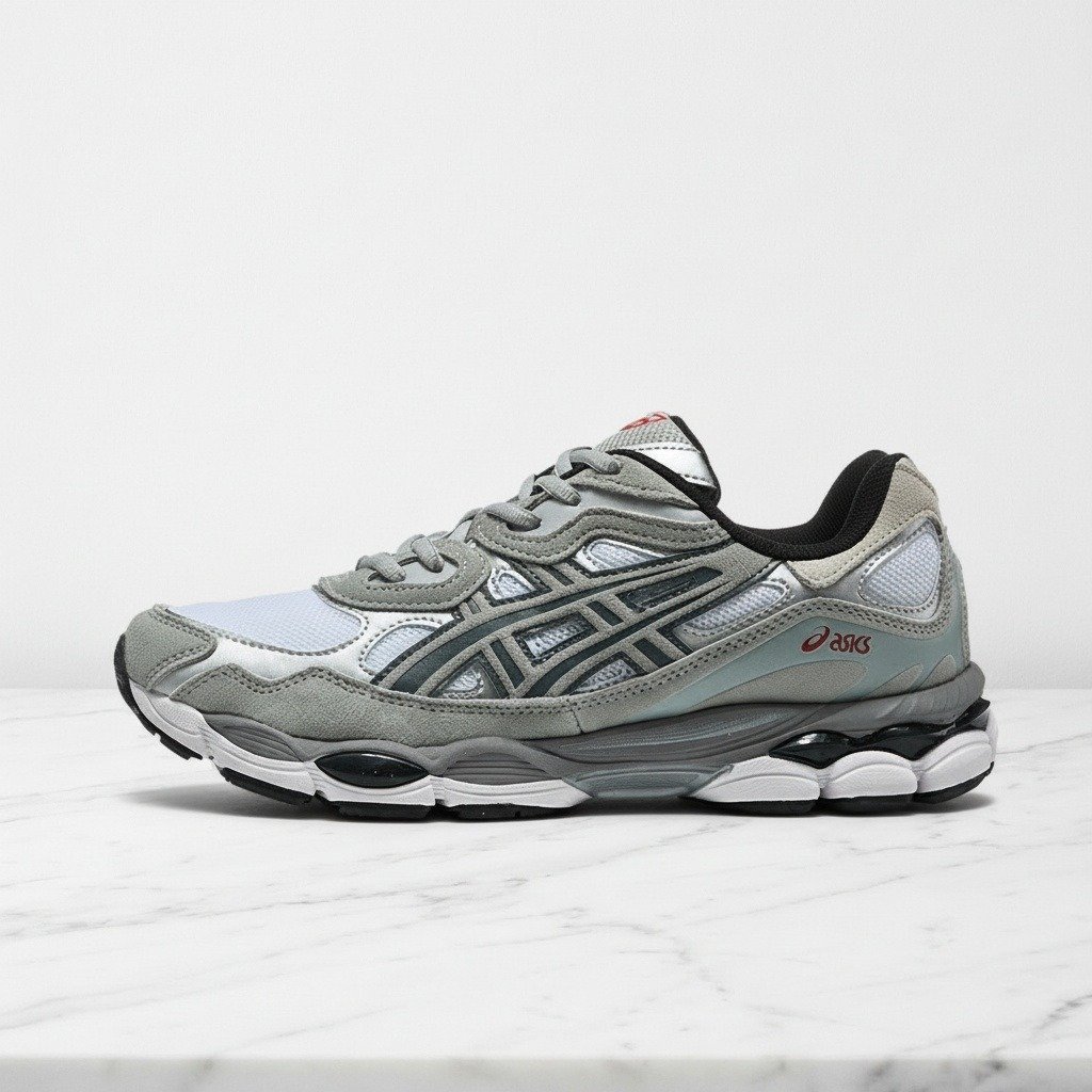 Buty sneakersy ASICS Gel-NYC biało-szare, wygodne na co dzień dla niego i dla niej, tekstylna cholewka, lekka syntetyczna podeszwa, 1201A789-102