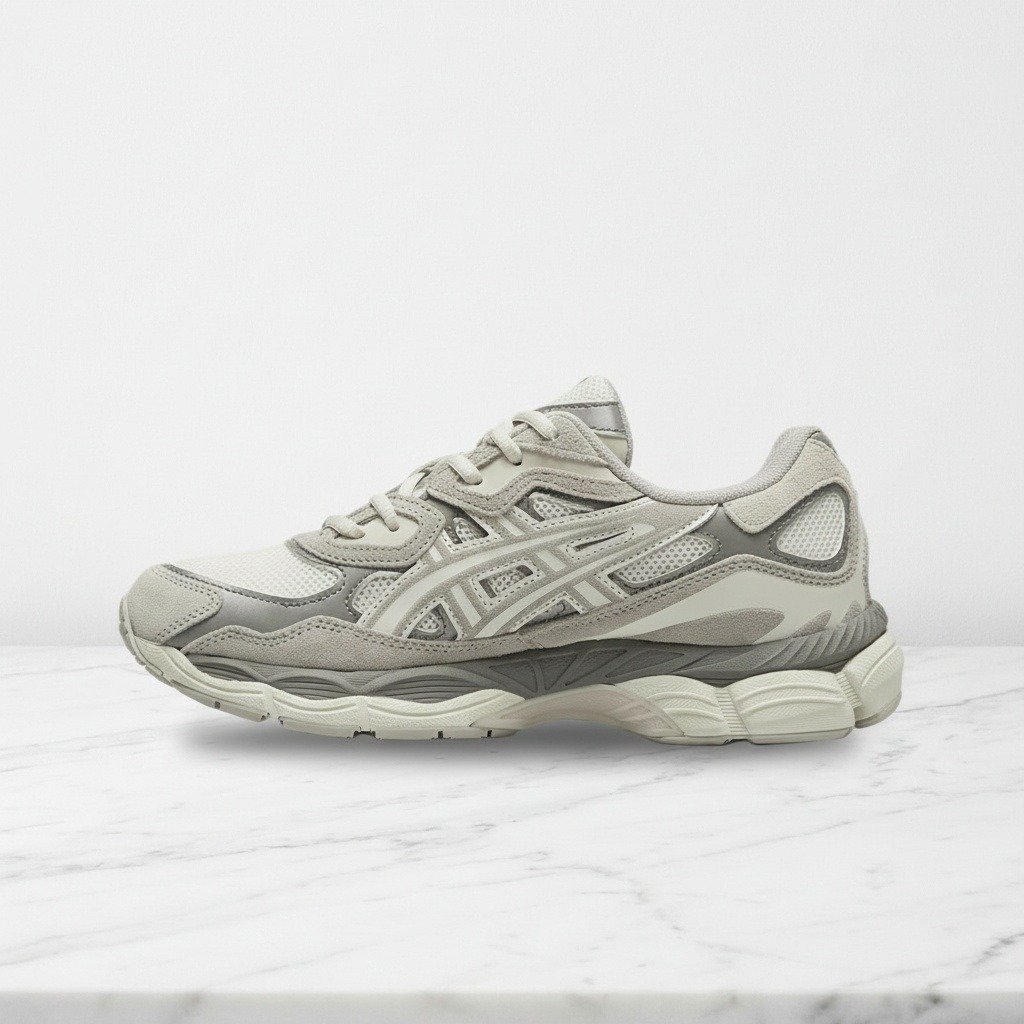 Buty ASICS GEL-NYC White Oyster Grey na co dzień, wygodne sneakersy unisex, biało-szare, pasują do wielu stylizacji 1201A789-105