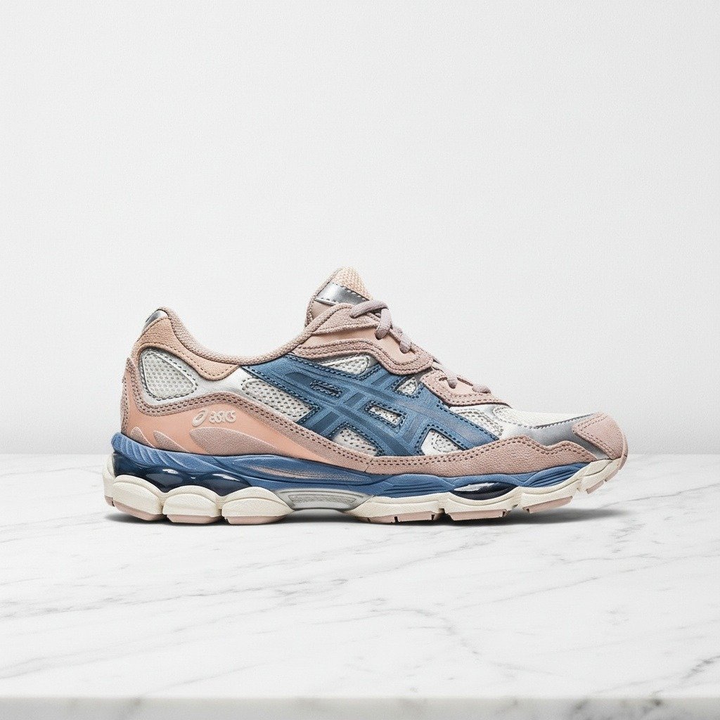 Buty sportowe ASICS GEL-NYC Mauve Blue dla niej i dla niego, wygodne na co dzień, kremowo niebiesko różowe, unisex 1202A429-104