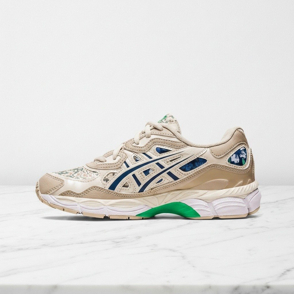 Buty na co dzień ASICS GEL-NYC Winter Garden Pack, wygodne sneakersy unisex, beżowo-zielone, siatka i eko skóra 1202A441-250