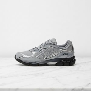 Buty sportowe ASICS GEL-NYC Mid Grey Sheet Rock na co dzień, unisex, wygodne, szare ze srebrnym, tekstylne 1203A280-020