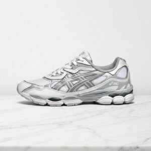 Buty na co dzień ASICS GEL-NYC White Oyster Grey, unisex, wygodne sneakersy z siatki i zamszu, biało szare 1203A280-100
