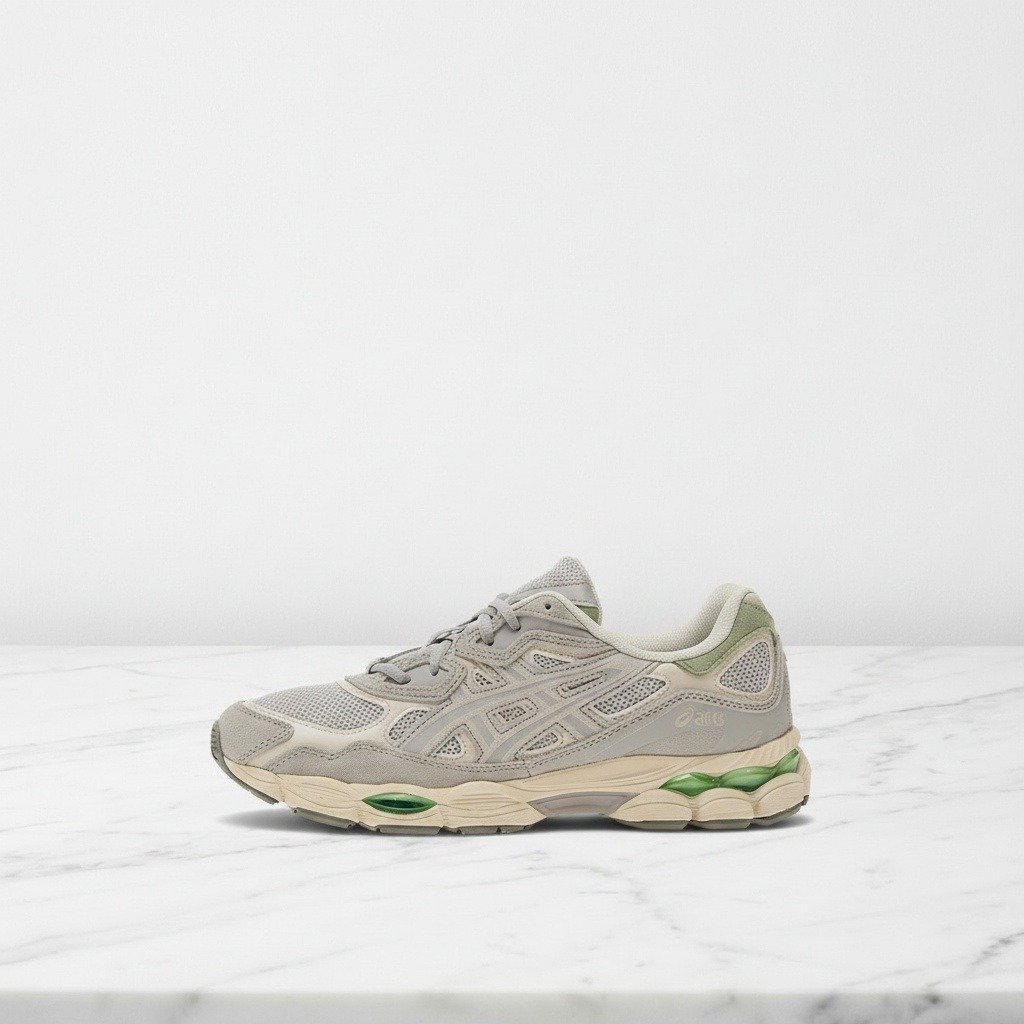 Buty ASICS GEL-NYC Cloud Grey Green dla niego i dla niej, wygodne na co dzień, szaro-zielone, 1203A383-022