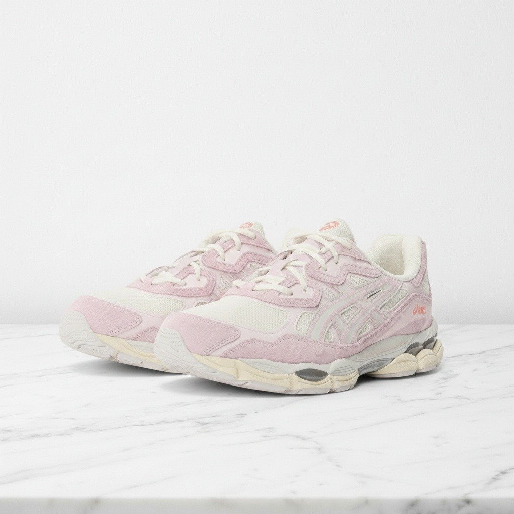 Buty na co dzień ASICS GEL-NYC Cream Rose Water, wygodne sneakersy unisex, kremowe z różem, siatka i zamsz 1203A383-106