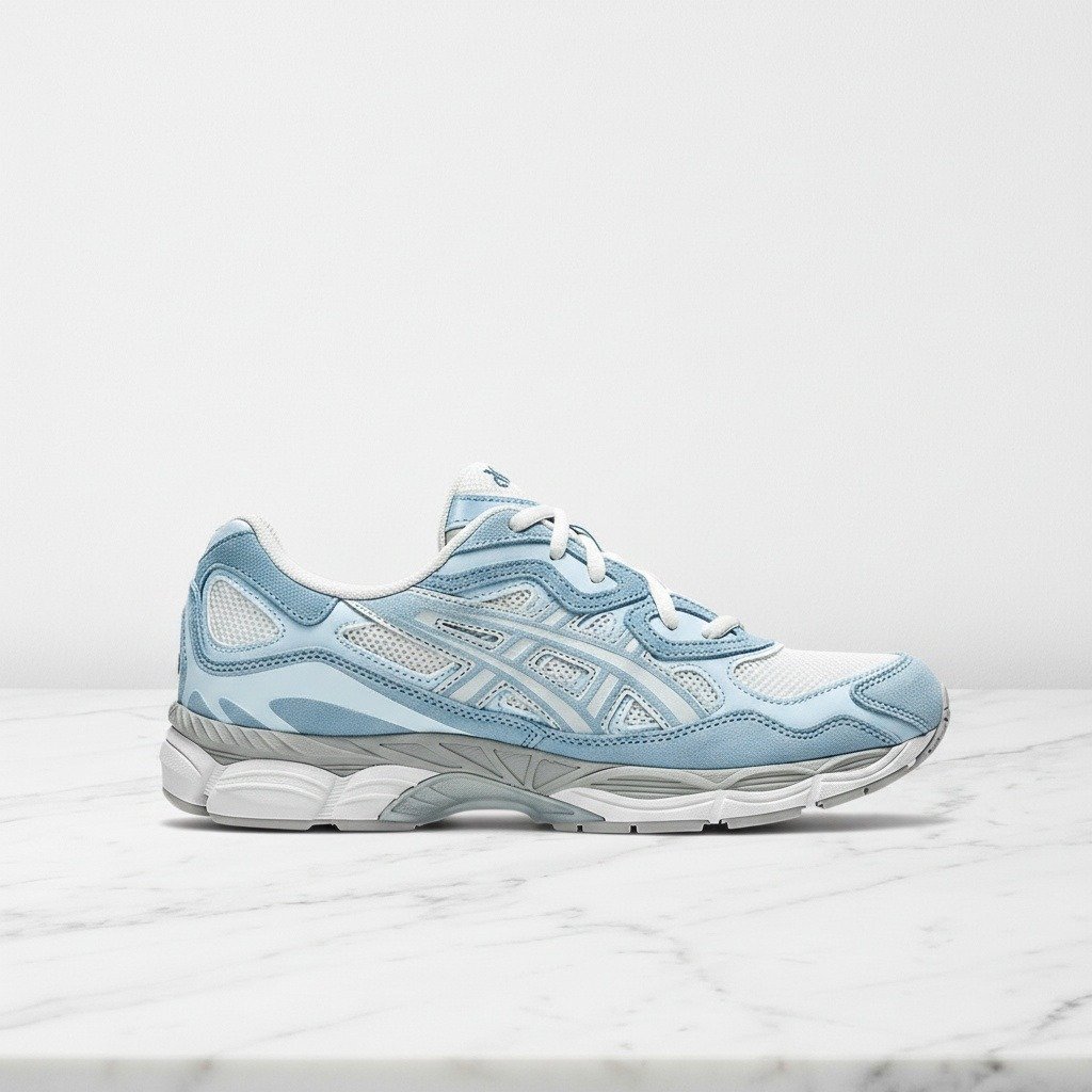 Buty ASICS GEL-NYC Cream Arctic Sky na co dzień, wygodne sneakersy unisex, niebiesko kremowe 1203A383-107