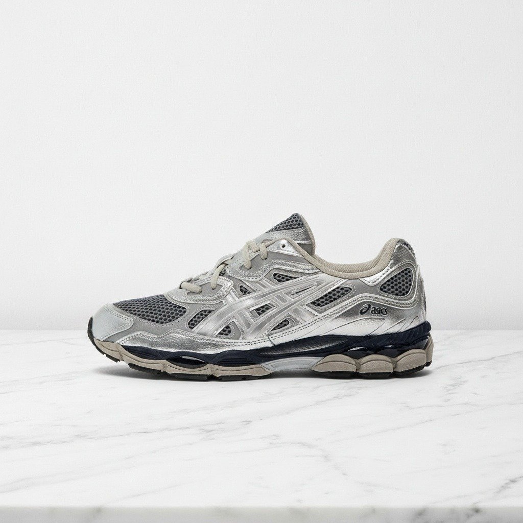 Buty ASICS GEL-NYC Pure Silver Midnight na co dzień, unisex, wygodne sneakersy szaro srebrne, tekstylna cholewka 1203A581-020