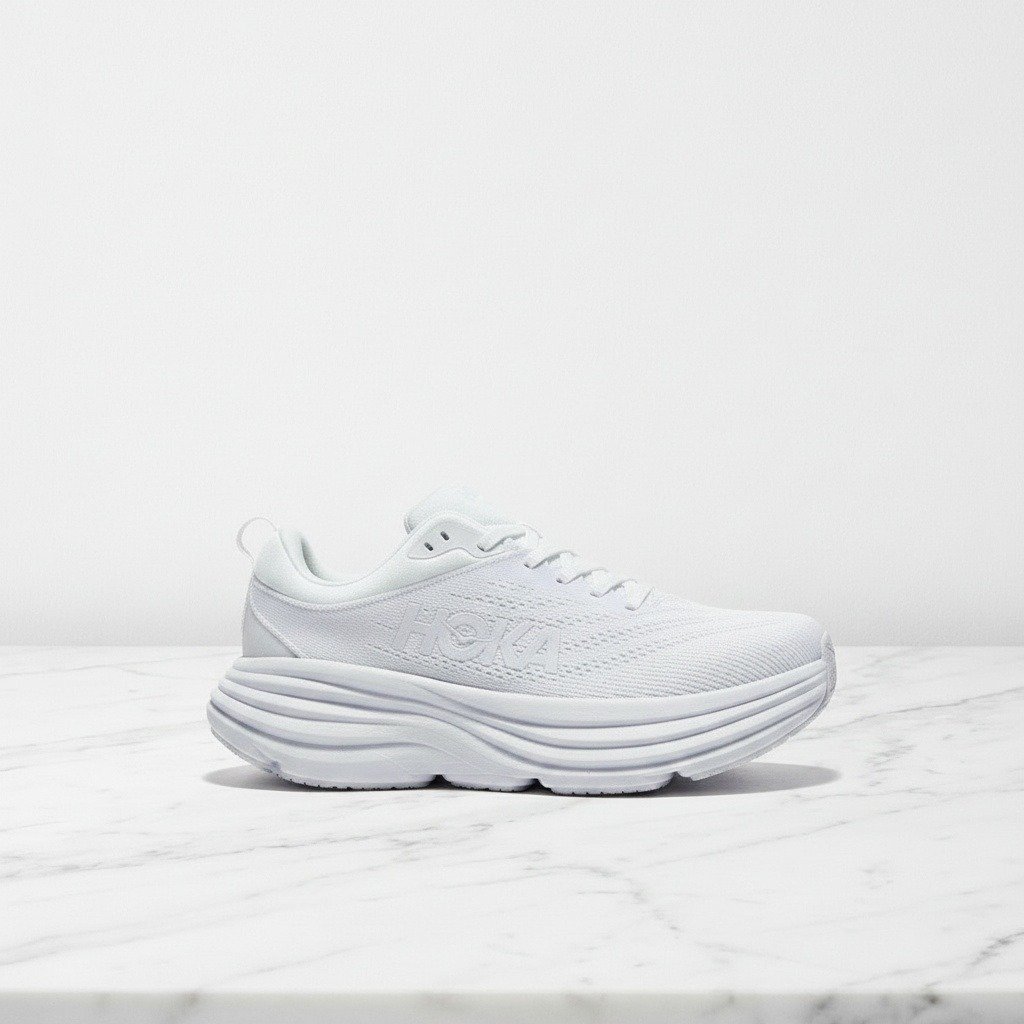 Hoka Bondi 8 biały, wygodne sneakersy unisex na co dzień, oddychająca siatka, miękka pianka w kołnierzu, 1127952-WWH